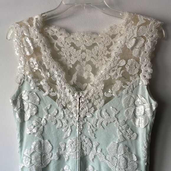 Tadashi Shoji Embroidered Lace Dress 6 mint green B7 - Picture 5 of 10